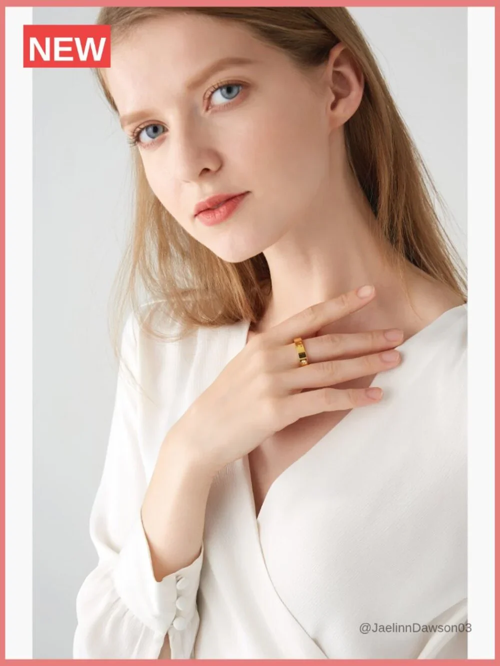 18K Gold-Plated Stainless Steel Promise Ring for Women